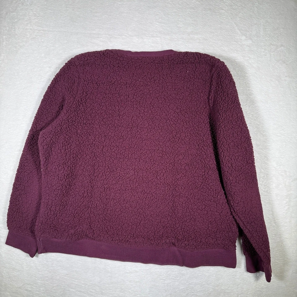 Pulôver moletom Calvin Klein Borgonha Sherpa lã gola redonda logotipo G G - Imagem 2 de 4