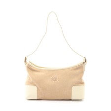 LOEWE Anagram Shoulder Bag Suede Leather Beige Off-White #RC3951