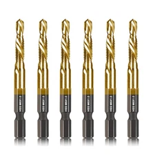 Versatile 6-Pc M6 Combination Drill Tap Set - Ideal for Metals & Plastics