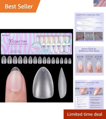 XCOATTIPS Clear Soft Gel Nail Tips - Short Almond, 320 Pcs for Effortless Beauty