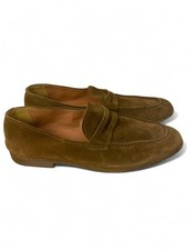 Harrys of London Shoes Windsor Velvet Suede Penny Loafers Calfskin Brown Size 42