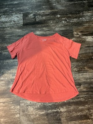 Womans Terra And Sky 1X 16w-18w V Neck Short Sleeve T Shirt Coral