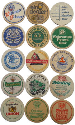 ALTE BIERDECKEL 40 verschiedene Bierdeckel deutsche Brauereien Bierfilz Konvolut