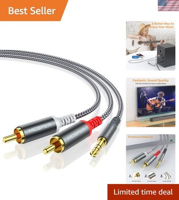 Bidirectional 6.6 Feet RCA to AUX Cable - Tangle-Free High-Quality Audio