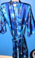 Vintage California Dynasty Robe Womens Size Small Floral Satin Belt