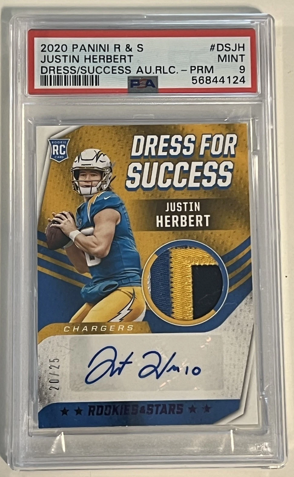 Justin Herbert Panini Rookies & Stars Dress for Success Autograph Relics #DSJH Base