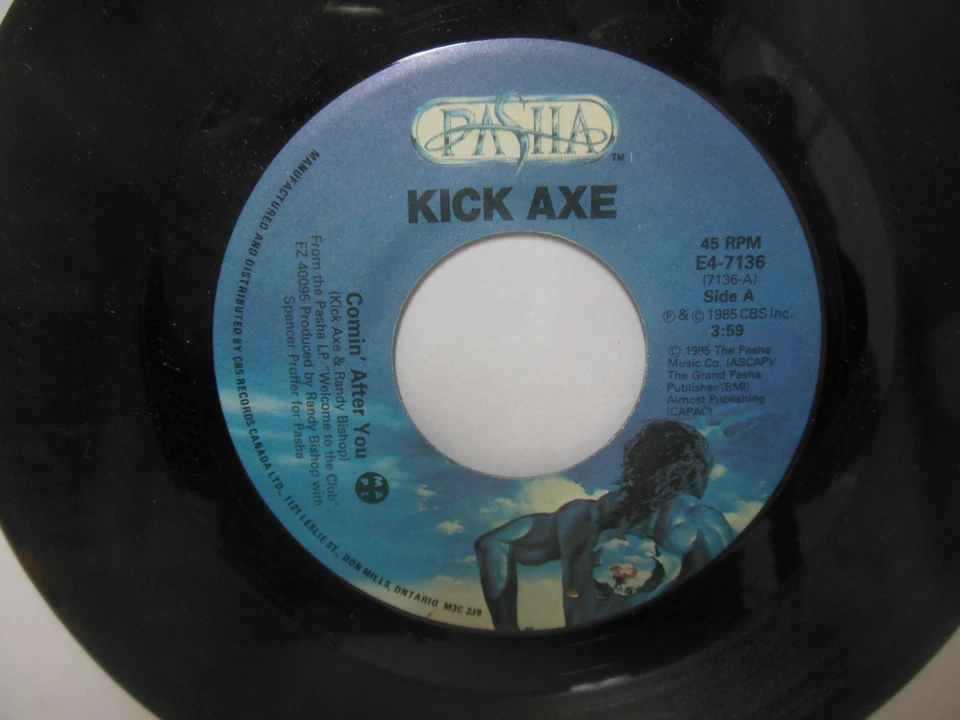 KICK AXE nr mint 45 rpm COMIN' AFTER YOU & FEEL THE POWER - Image 3 of 4