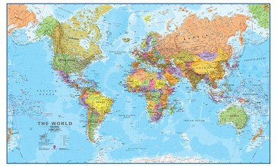 Giant World Map - Mega-Map Of The 46 x 80 Laminated
