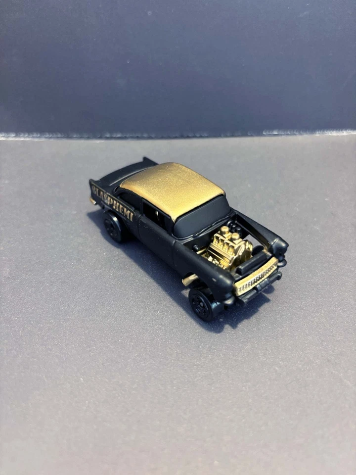 Custom HotWheels "BLASPHEMI" and package from  ROADKILL series 55 CHEVY GASSER - Image 2 of 4