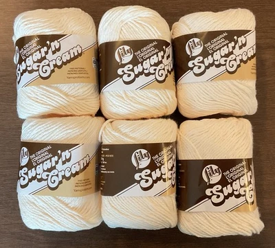 6 Skeins Lily Sugar 'n Cream Cotton Worsted Yarn Crochet Knit ~ Soft Ecru ~ Lot - Image 1 of 4