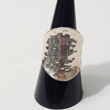 Sterling Silver Hammered Ring Minimalist Modern 925 Mexico Size 8