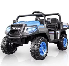 24V 4WD Ride On Car, 2-Seater w/Remote, Trunk Bed, 2 Speeds, Music, LED,