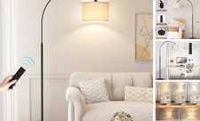 70 Dimmable Arc Floor Lamp with Remote, Color Deep Beige and Black
