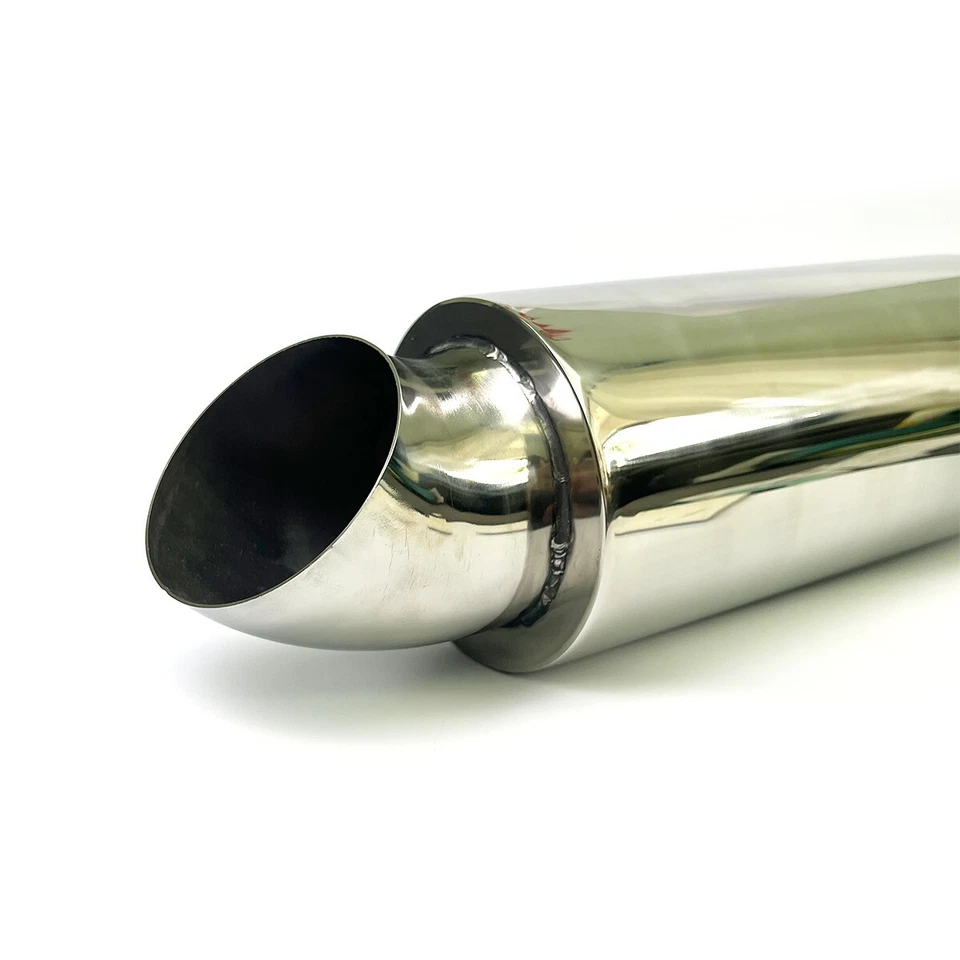Premium Quality 3" Inlet 4" Outlet Polished Tip Exhaust Muffler Cannon 480mm - image 3 of 4