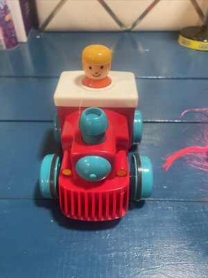 Vintage Battat Pump And Go Train Engine Moves Toy Red