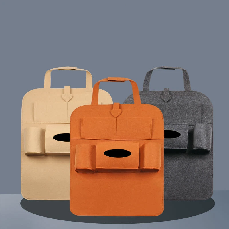 Bolsa de almacenamiento de asiento de fieltro para automóvil organizador de asiento trasero alfombrillas almohadilla tazas soporte bolsillos Foto 3 de 4