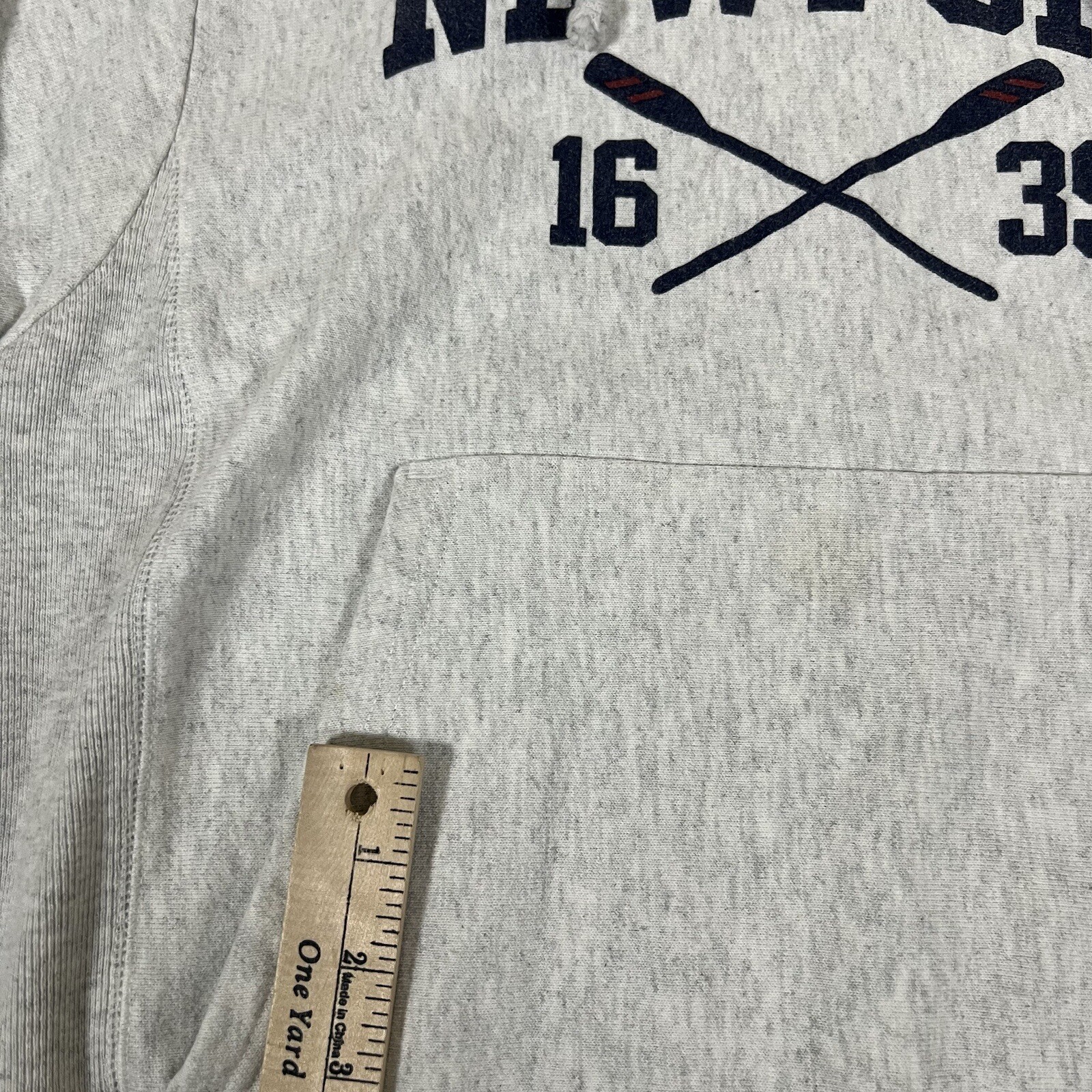 FILA Newport Felpa con Cappuccio Uomo Small Grigio Champion Reverse Weave Rowing Club Y2K Vintage