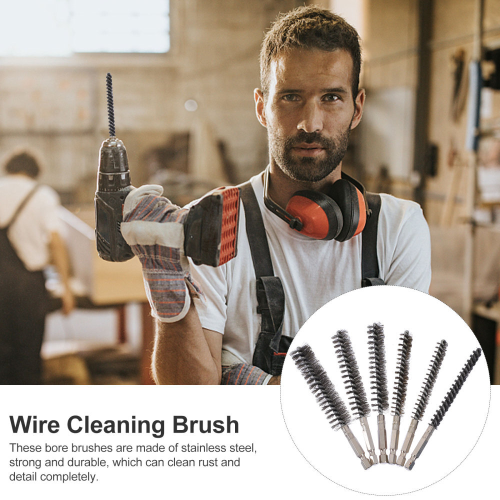 Stainless Steel Brush Drill Bits with Hex Shank 6pcs Set eBay