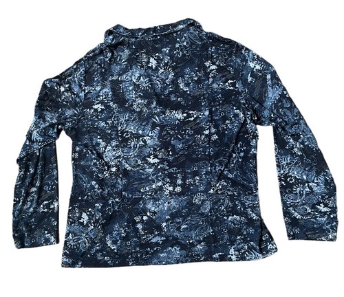 Chicos Travelers Size 3 XL Jacket Floral Paisley Button Black Gray Stretch - Picture 2 of 9