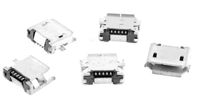 Micro USB 5 Pin with Horn Charging Sync Port Mount Jack Connector - 5 Pieces