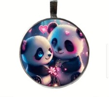 Panda Necklace Stainless Steel Chain Very Cute Bears Beautiful Jewellery NEW