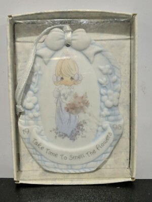 Precious Moments ''Take Time to Smell the Flowers 1995'' Porcelain Ornament