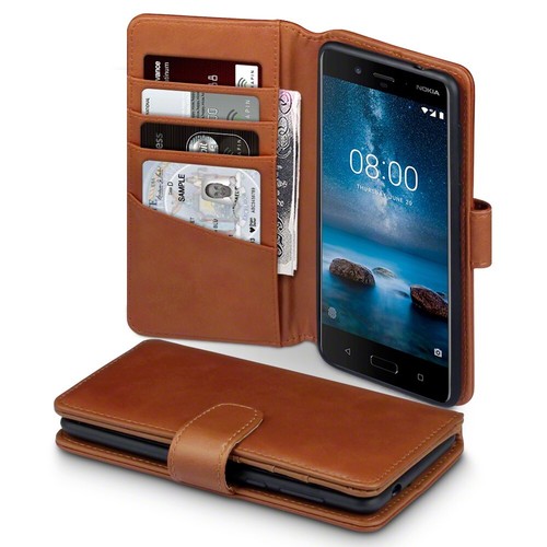 HUAWE P10 GENUINE Leather Book CASE Wallet Tan cover