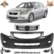 Front Bumper Cover Fascia & Grille Assembly Kit For 2008-2010 Honda Accord