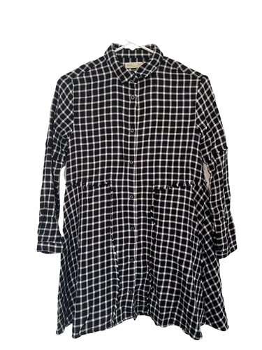 Zara Girls Black Check Plaid Flannel Long Sleeve Shirt Dress  8574/704/800 SZ 10 - Picture 1 of 7