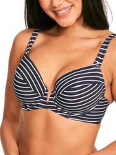 Figleaves Cast Away V Bikini Top 752999 Underwired Padded - Ink/White