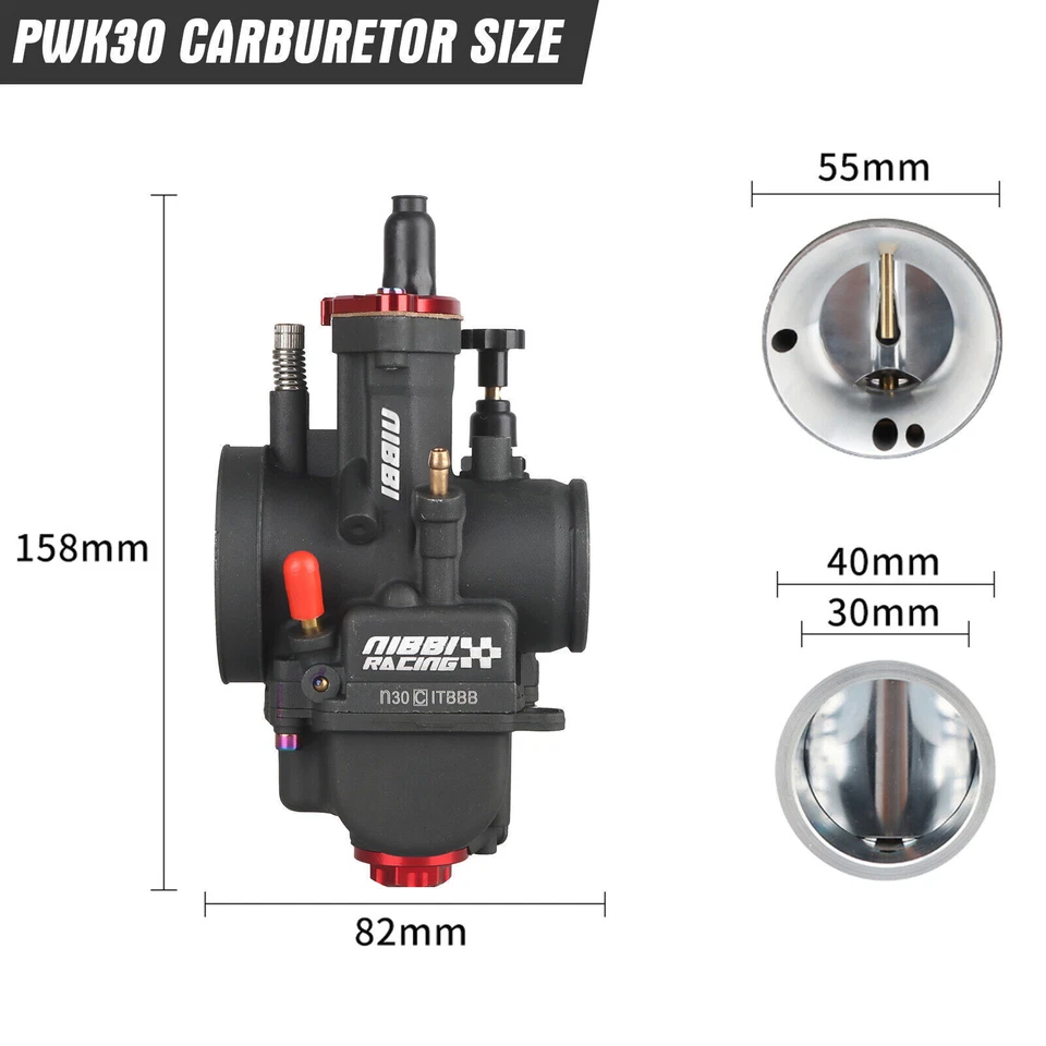 Carburador de carreras pre-jetted NIBBI PWK 30 mm para RM100 IT125 TY250 YZ100 MX360 Foto 2 de 4