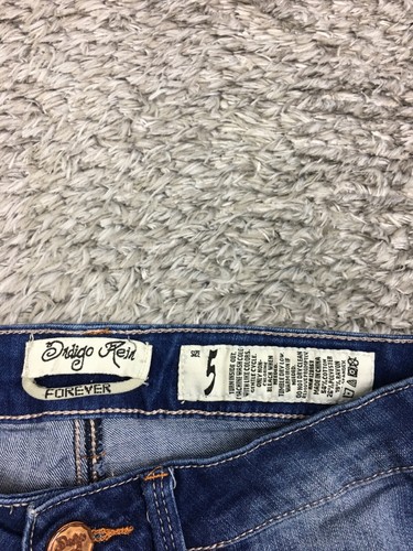 Indigo Rein Forever Skinny Jeans Womens Size 5 Juniors Cuffed Dark Distressed - Picture 4 of 12