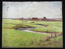 Fernand Combes (1856-1943) Landscape 3 Oils All Seagrass Berry Bowls Born Vendee