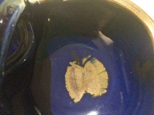 crock Ware Signed By Artist B.S. Studio Pottery Gorgeous Double Bowl Cobalt Blu - Picture 8 of 8
