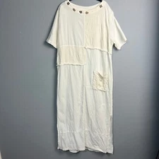 Cotton USA George Haigopian Patchwork Midi Dress Casual Cottagecore Lagenlook L