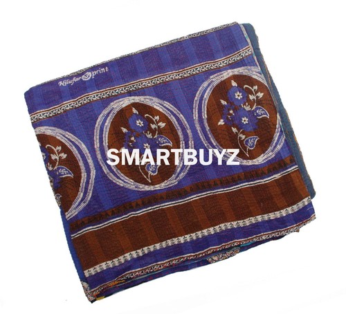 Indian Handmade Vintage Patchwork Brown Kantha Quilt VK 56 - 第 1/2 張圖片