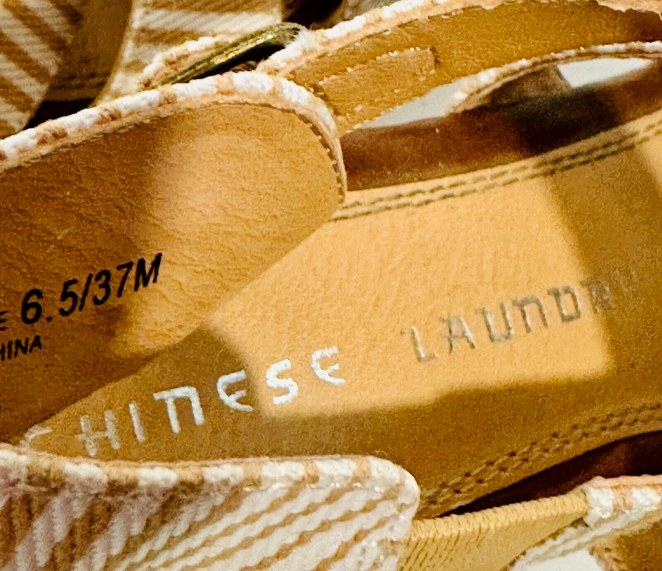 Sandalias de cuña alta chinas Laundry Z-Marianne rayas tostadas y marfil para mujer 6,5 Foto 4 de 4