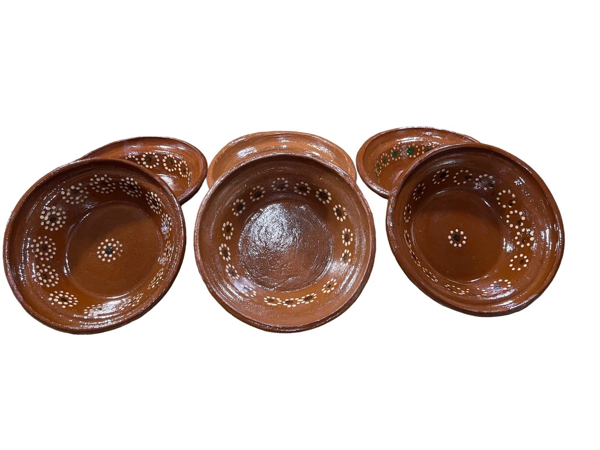 Mexican Soup Bowl Plato Pozolero De Barro Set of 6 Piece Mismatched Bowls