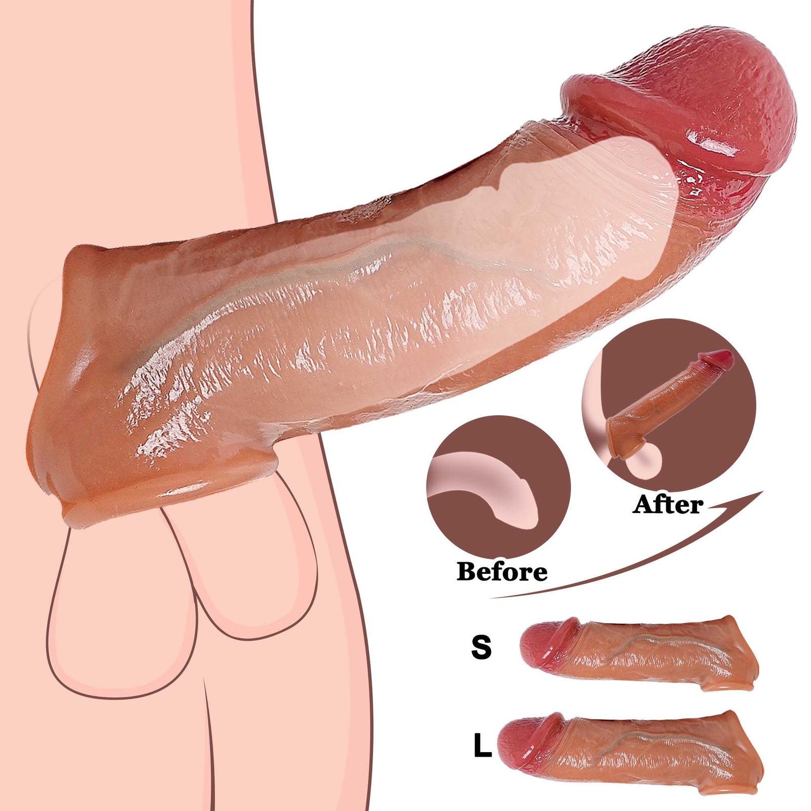 Male Cock Enlarger Enhancer Penis Extension Extender Sheath Girth Sleeve For Men
