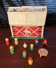 Vintage Fisher Price Play Family Farm Lot with Figures 915 Plastic Base