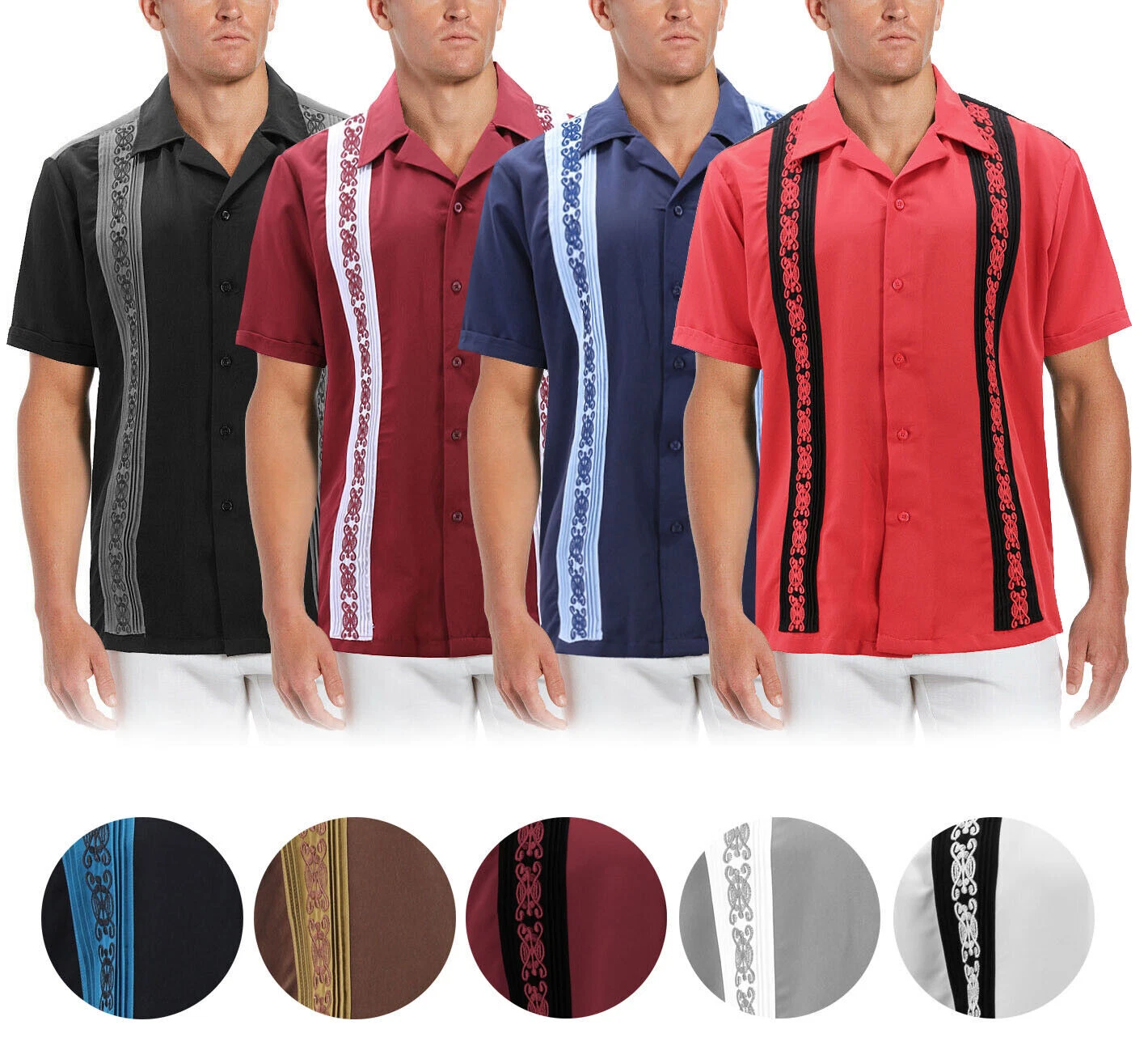Men's Cuban Guayabera Beach Wedding Short Sleeve Button-Up Casual Dress Shirt
Opens in a new window