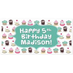 cupcake birthday banner personalized party backdrop ebay