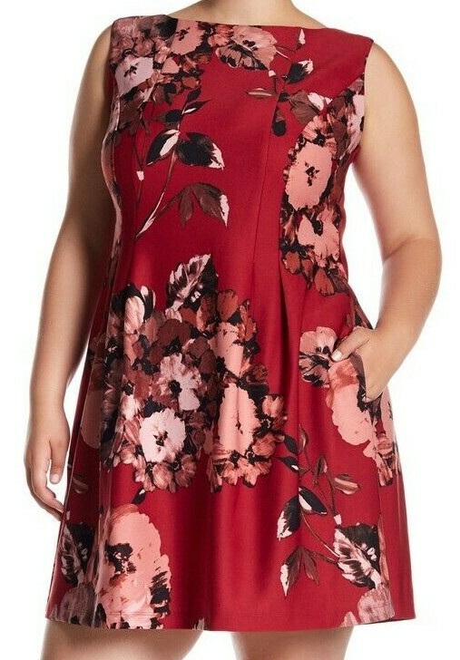 taylor floral-print fit & flare dress Taylor Women's V-Neck Floral Print Fit & Flare Dress