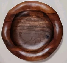 Dan Karner Hand Carved Free Form Wood Bowl Spain ca7 3/4" x 7 1/2"  READ BLUE
