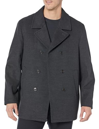 132962 Ben Sherman Мужской классический двубортный пиджак-бушлат Boris цвета древесного угля 11990₽