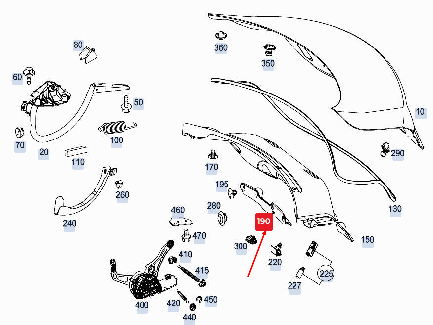 MERCEDES-BENZ C Coupe C205 Griffleiste für hinteren Kofferraumdeckel A2057501200