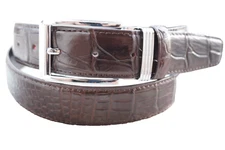 W1.3" Brown Real Crocodile Belly Leather Skin Men's Belt Pin Buckle #K31
