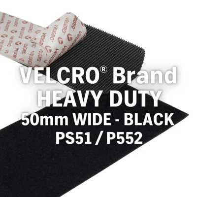 VELCRO® Self Adhesive Tape 50mm Heavy Duty PS51/PS52 Hook & Loop Black Tape .