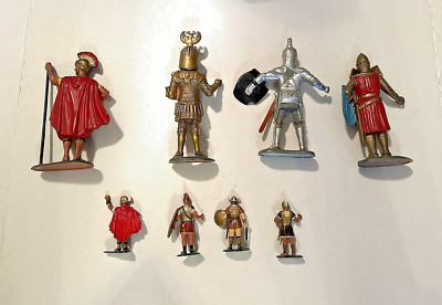 Louis Marx 1963 Knights/Warriors Figures Lot (4) Six Inch Figures Plus (4) Mini