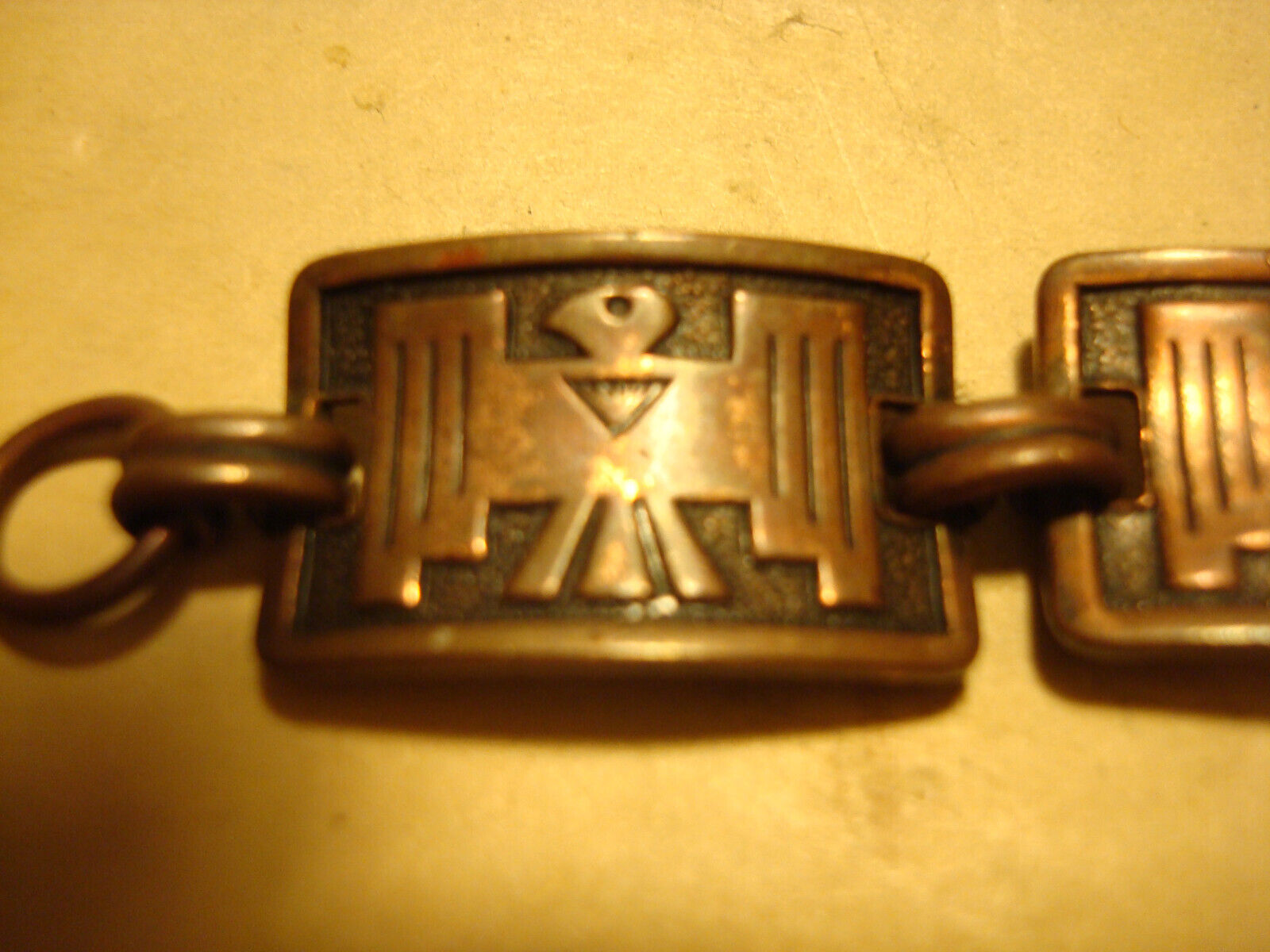 Vintage Solid Copper Thunderbird Panel Link Brace… - image 2